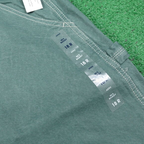 NWT AEROPOSTALE 90's BAGGY GREEN NON-STRETCH DENIM JEANS WOMENS SZ 18R NEW! - Picture 4 of 11